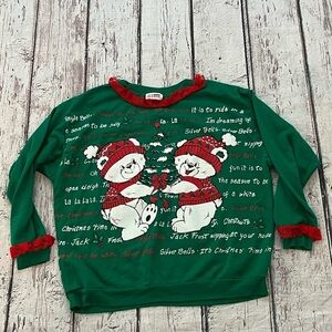 Vintage 1980s Christmas Bears Nutcracker Ugly Sweater Party 80s Sweatshirt
